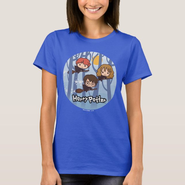 T-shirt Caricature Harry, Ron, & Hermione Voler Dans Woods (Devant)