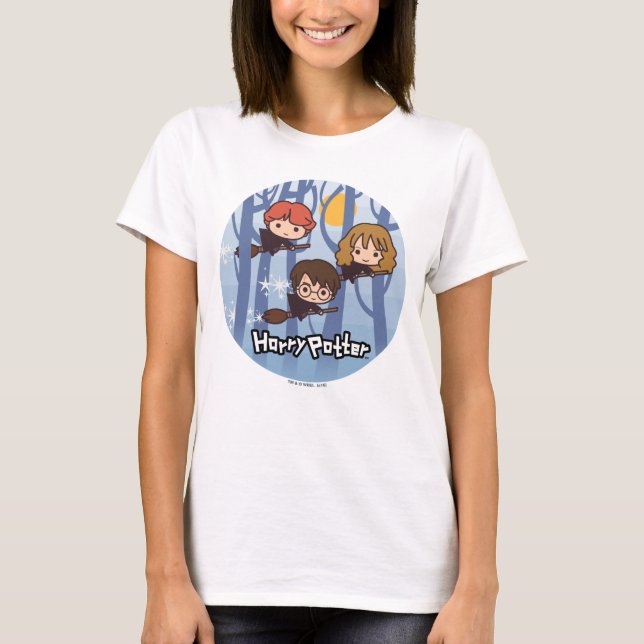 T-shirt Caricature Harry, Ron, & Hermione Voler Dans Woods (Devant)