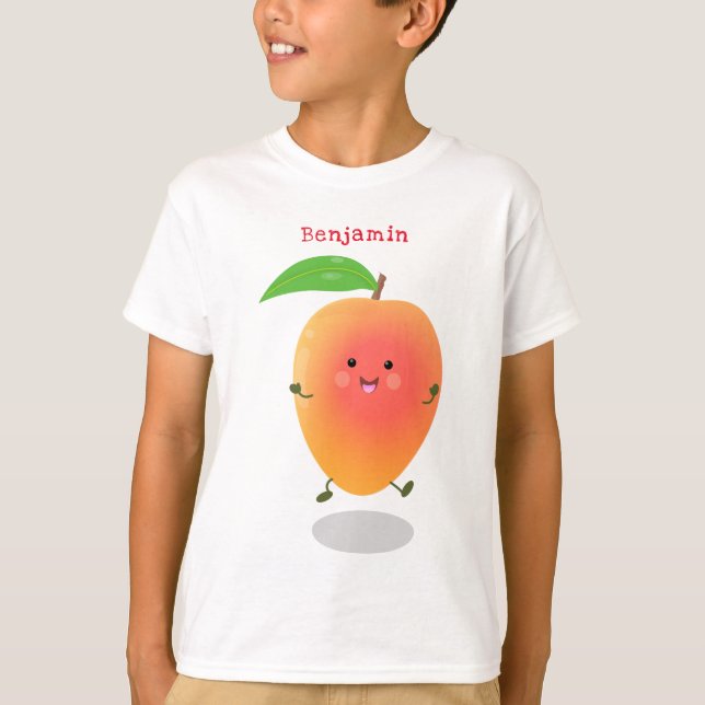T-shirt Caricature jaune mangue mignonne (Devant)