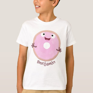 T-shirt Caricature joli beignet rose vitré