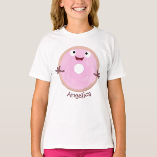T-shirt Caricature joli beignet rose vitré