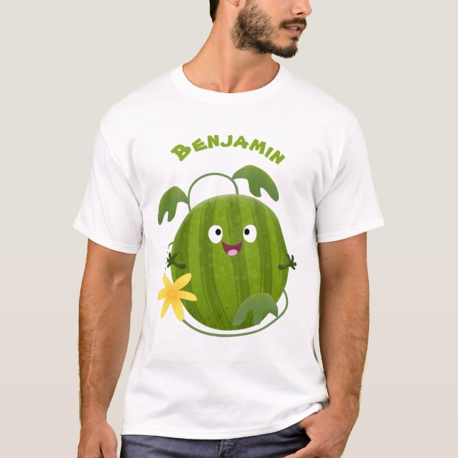 T-shirt Caricature joli et souriant de pastèque (Devant)