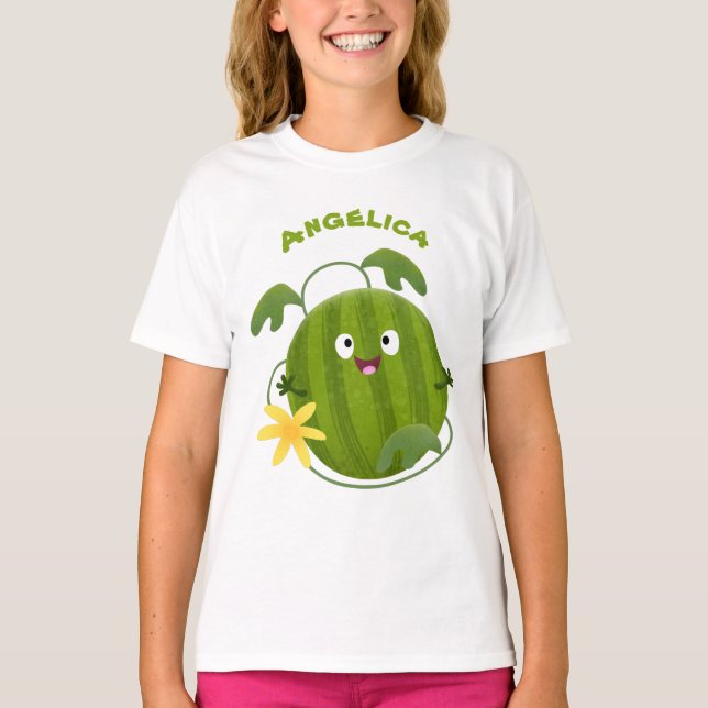T-shirt Caricature joli et souriant de pastèque (Devant)