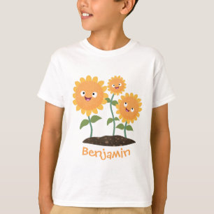 T-shirt Caricature joli tournesol souriant illustration