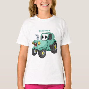 T-shirt Caricature joli tracteur vert joyeux