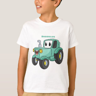 T-shirt Caricature joli tracteur vert joyeux