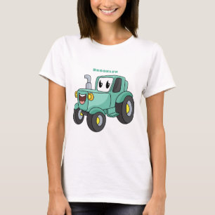 T-shirt Caricature joli tracteur vert joyeux