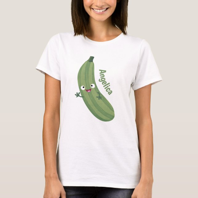 T-shirt Caricature joyeux de courgettes mignonnes (Devant)