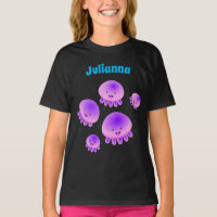 Caricature kawaii de méduse violette rose mou