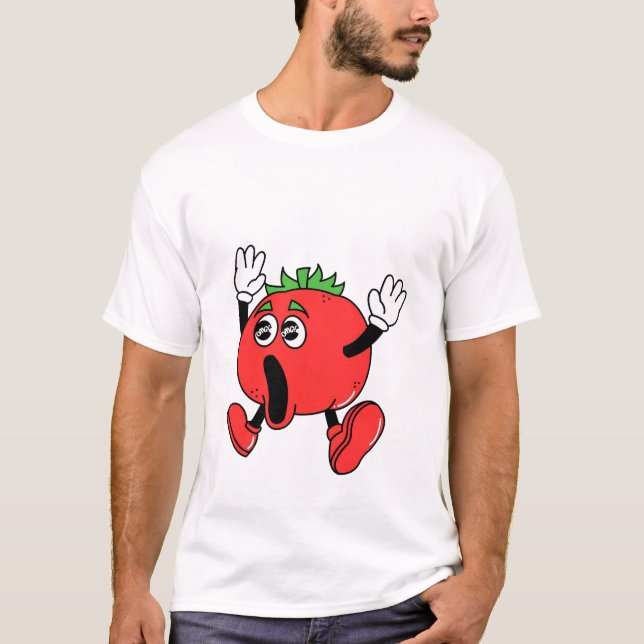 T-shirt Caricature La Tomatina Tomate Choquée (Devant)