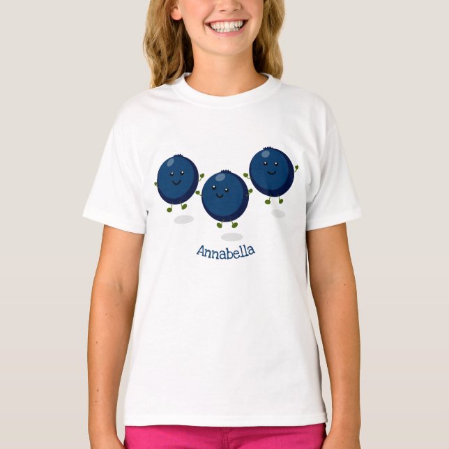 T-shirt Caricature mignonne de bleuets violets (Devant)