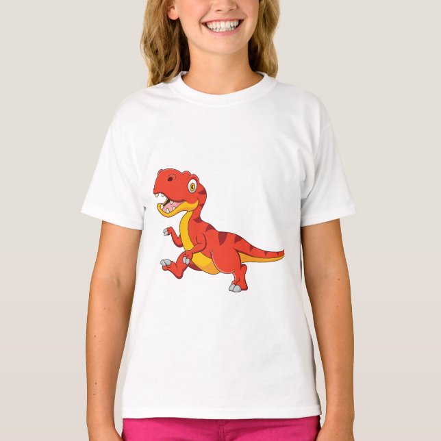 T-shirt Caricature mignonne tyrannosaurus rex marche (Devant)