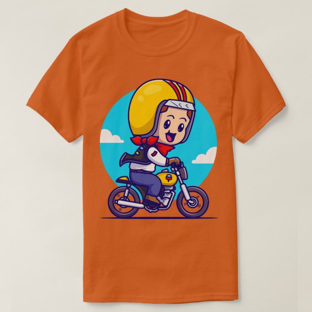 T-shirt Caricature moto à cheval Cute Boy (Design devant)