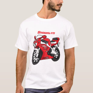 T-shirt Caricature moto de sport rouge mou