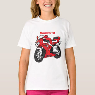 T-shirt Caricature moto de sport rouge mou
