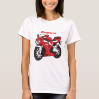 Caricature moto de sport rouge mou