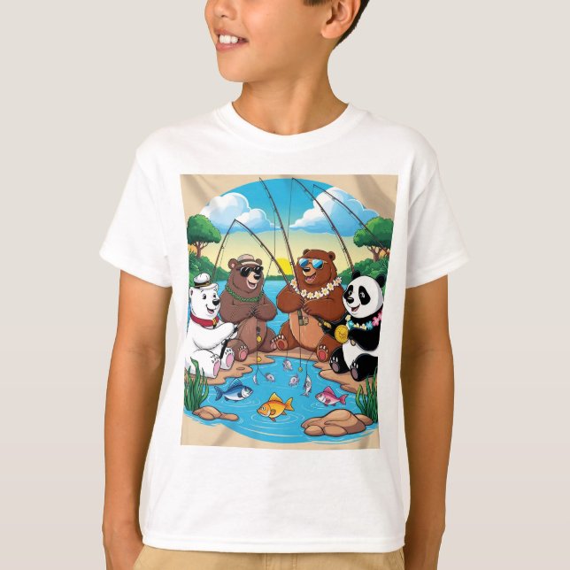 T-shirt caricature ours pêche (Devant)