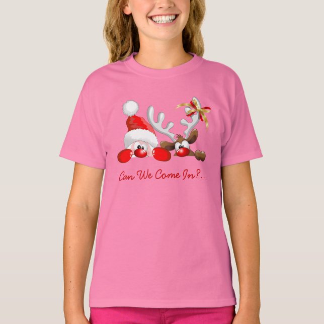 T-shirt caricature Père Noël et Reindeer (Devant)
