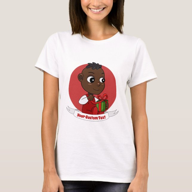 T-shirt Caricature pour bébé afro-américain de Noël (Devant)