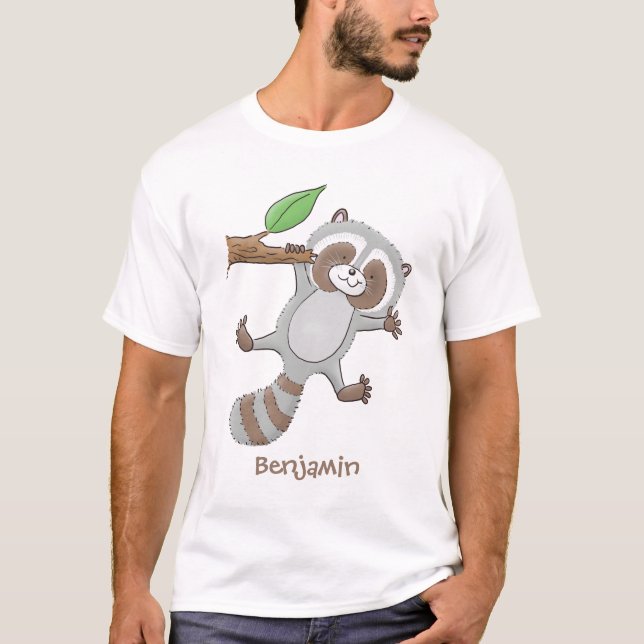 T-shirt Caricature pour bébé au raton laveur joyeux (Devant)