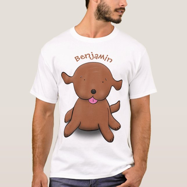 T-shirt Caricature pour chien de chiot joyeux (Devant)
