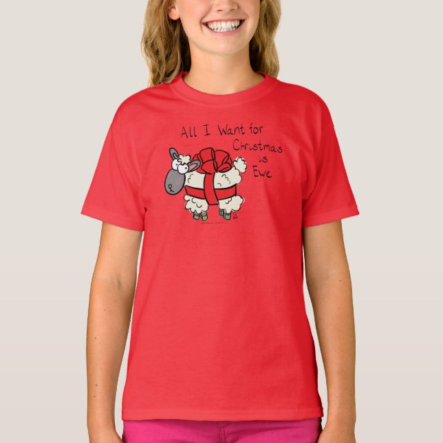 T-shirt Caricature pour enfants en mouton de Noël (Devant)