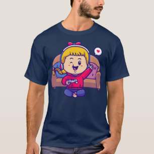 T-shirt Caricature pour fille de joueuse mignonne