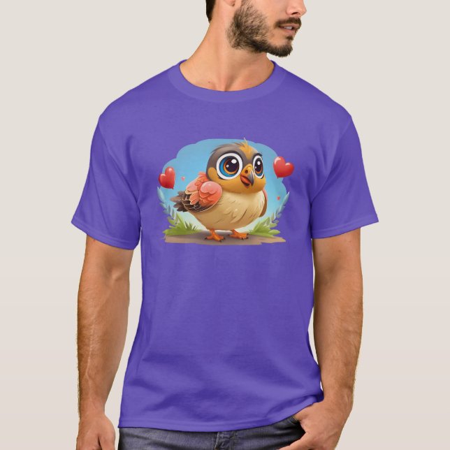 T-shirt Caricature pour oiseau 3D (Devant)