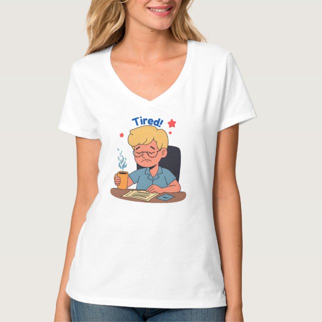 T-shirt Caricature pour travailleur de bureau fatigué - Ca (Devant)