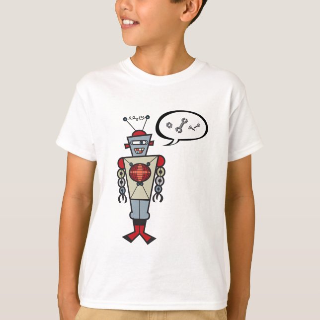 T-shirt Caricature Robot Rétro Cute Kids Boy Fête d'annive (Devant)