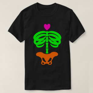 T-shirt Caricature Skelly de coeur Zombie Skeleton Ribcage