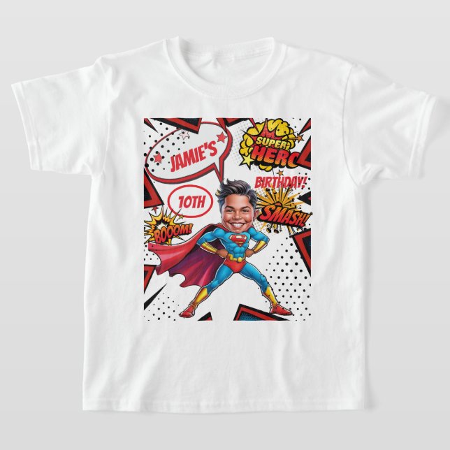 T-shirt Caricature Superhero Action Packed Boys Anniversai (Poser)