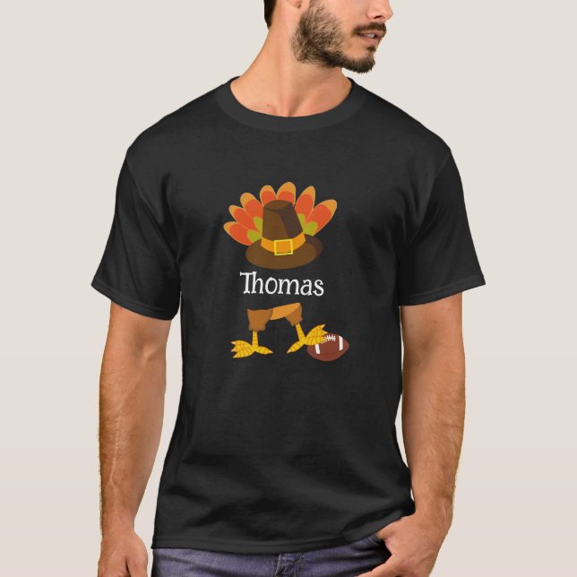 T-shirt Caricature Thanksgiving Turkey Football Custom (Devant)