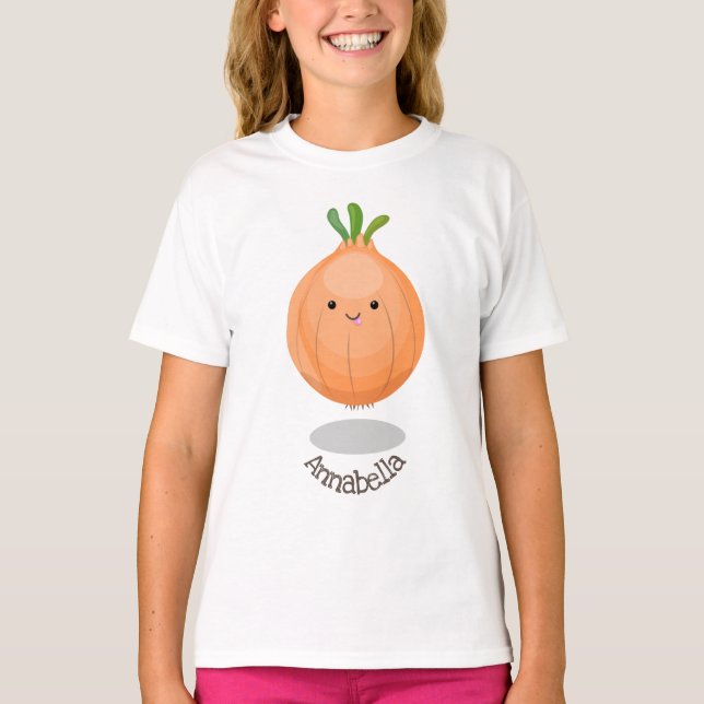T-shirt Caricature vert oignon brun joli (Devant)