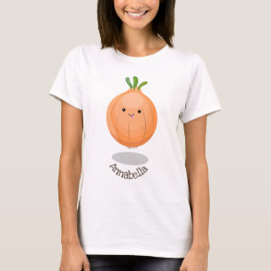 T-shirt Caricature vert oignon brun joli