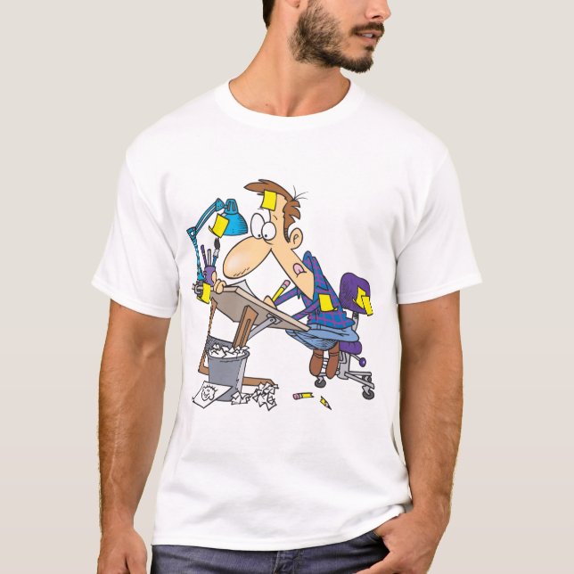 T-shirt Caricaturiste Au Travail (Devant)
