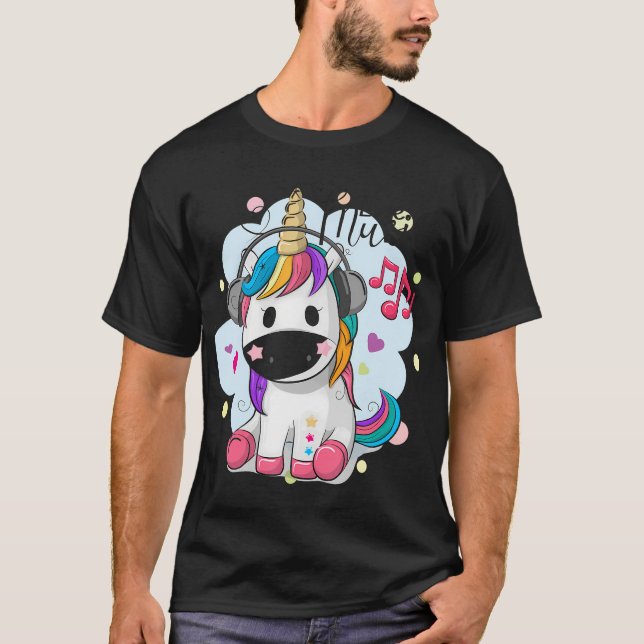 T-shirt Caricorne Cute Unicorne Avec Casque (Devant)