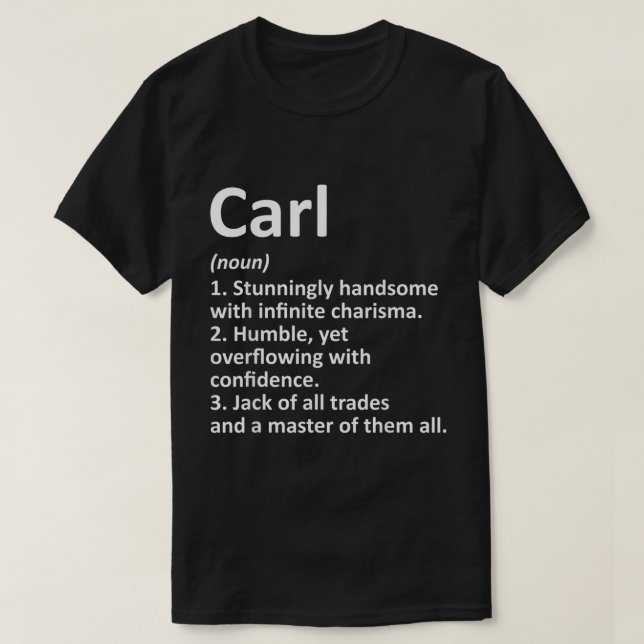 T-shirt CARL Définition Nom personnalisé Amusant Anniversa (Design devant)