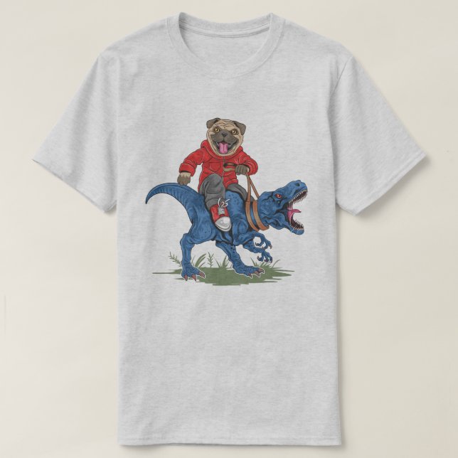 T-shirt Carlin À Cheval D'Un Dinosaure (Design devant)