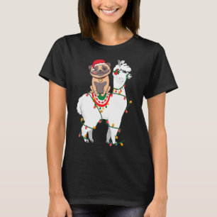 T-shirt Carlin à cheval Llama Lights Père Noël Noël Pyjama