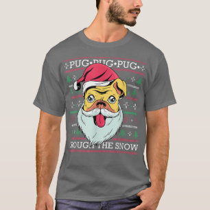 T-shirt Carlin à travers la neige avec un chien pour Noël