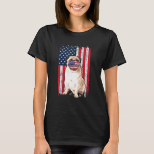 T-shirt Carlin américain Drapeau Chien porte visage Masque