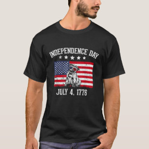T-shirt Carlin Amérique 4 juillet 1776 Drôle chien amoureu