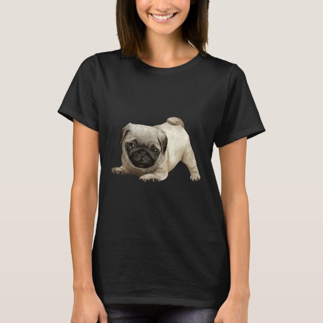 T-shirt Carlin Amour, chiot ludique, chiot mignon Classiqu (Devant)