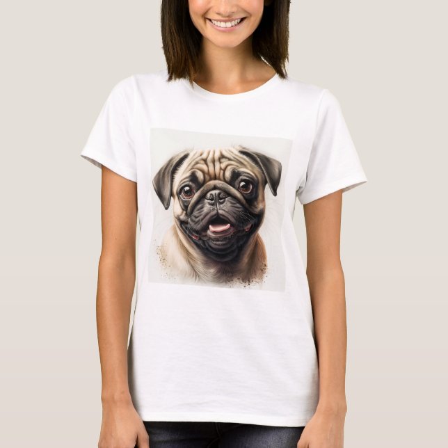 T-shirt carlin amoureux des chiens chien maman T-s (Devant)