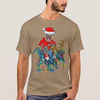 T-shirt Carlin Amoureux des chiens Xmas Lumières Carlin éq
