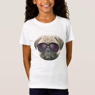 T-Shirt Carlin amusant, mignon bulldog français avec lunet