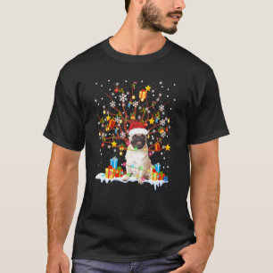 T-shirt Carlin amusant Santa Hat sapin de Noël Joyeux chie
