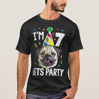 T-shirt Carlin Anniversaire 7e Chien Enfants Garçons Fille