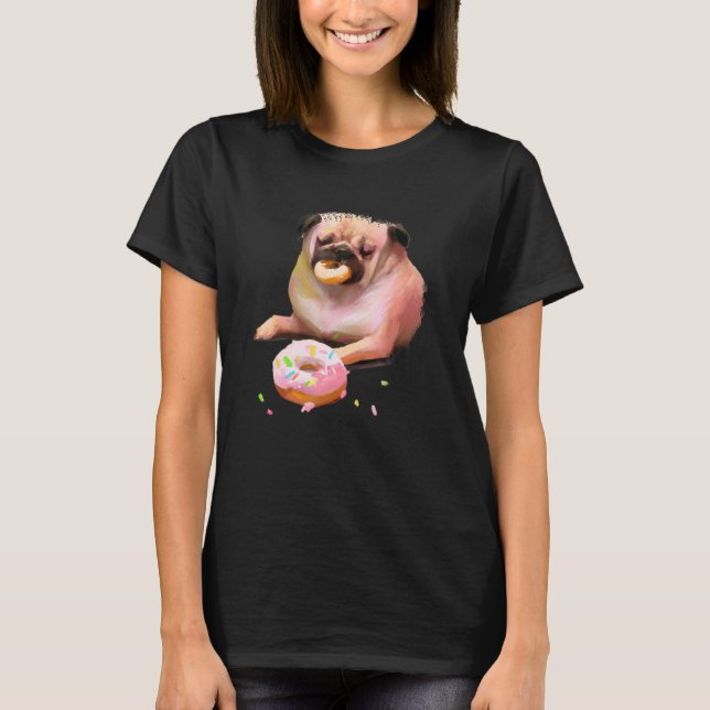 T-shirt Carlin Bouffant Mangeant un Beignet 2 (Devant)